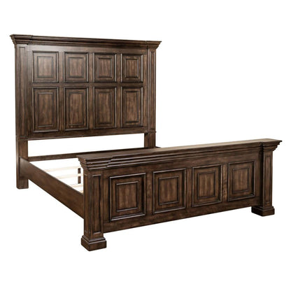 Big Valley King Panel Bed in Brownstone w/ Heavy Distressing