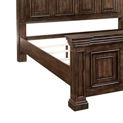 Big Valley King Panel Bed in Brownstone w/ Heavy Distressing