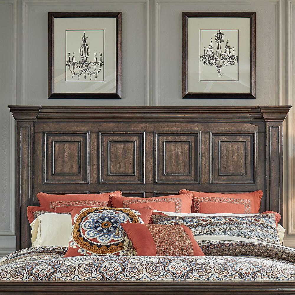 Big Valley Queen Panel Bed in Brownstone w/ Heavy Distressing