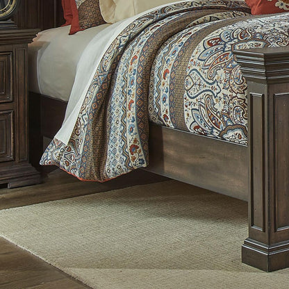 Big Valley Queen Panel Bed in Brownstone w/ Heavy Distressing