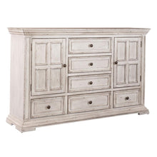 Big Valley 2 Door 6 Drawer Dresser in Whitestone w/ Heavy Distressing