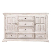 Big Valley 2 Door 6 Drawer Dresser in Whitestone w/ Heavy Distressing