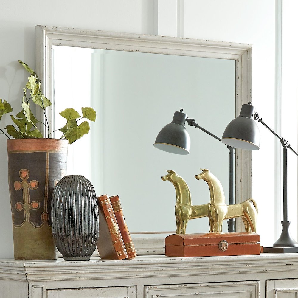 Big Valley Mirror in Whitestone w/ Heavy Distressing