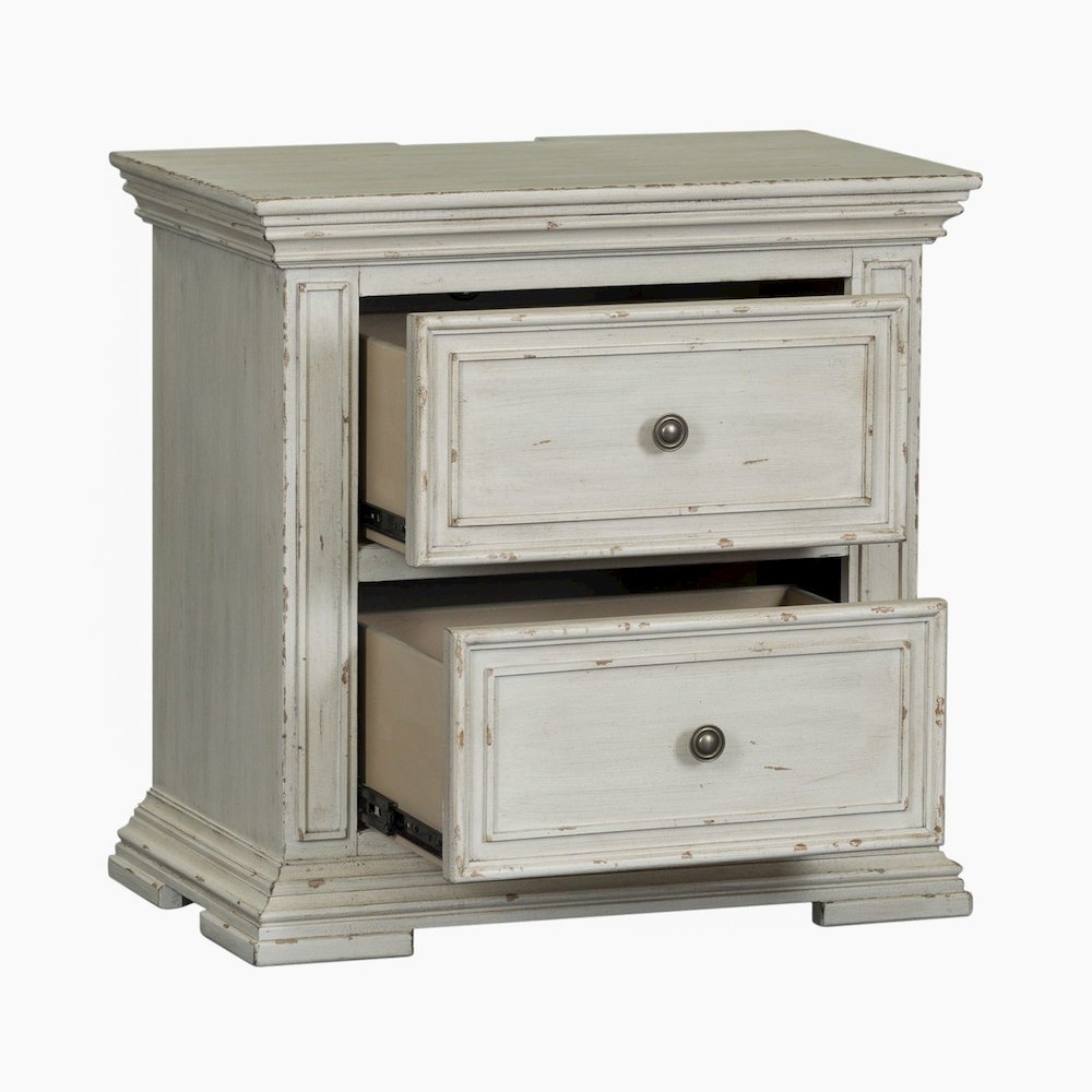 2 Drawer Night Stand w/ Charging Station