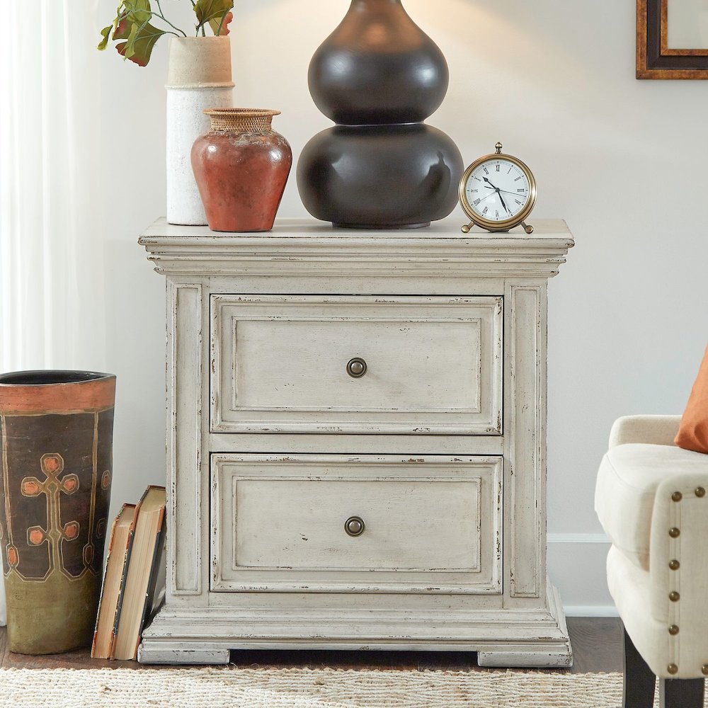 2 Drawer Night Stand w/ Charging Station