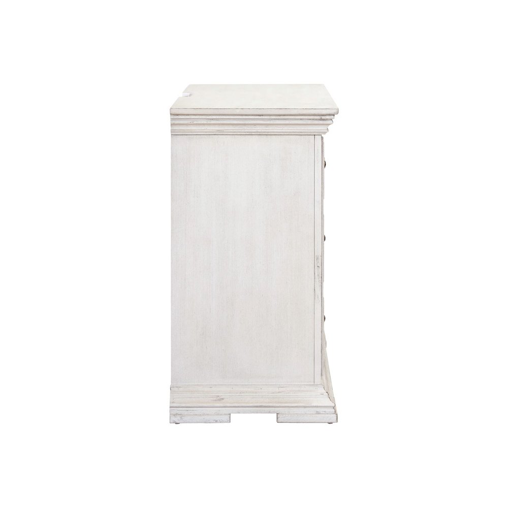 Big Valley Bedside Chest w/ Charging Station in Whitestone w/ Heavy Distressing