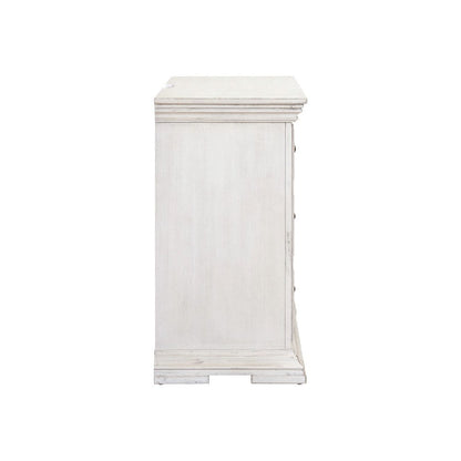 Big Valley Bedside Chest w/ Charging Station in Whitestone w/ Heavy Distressing
