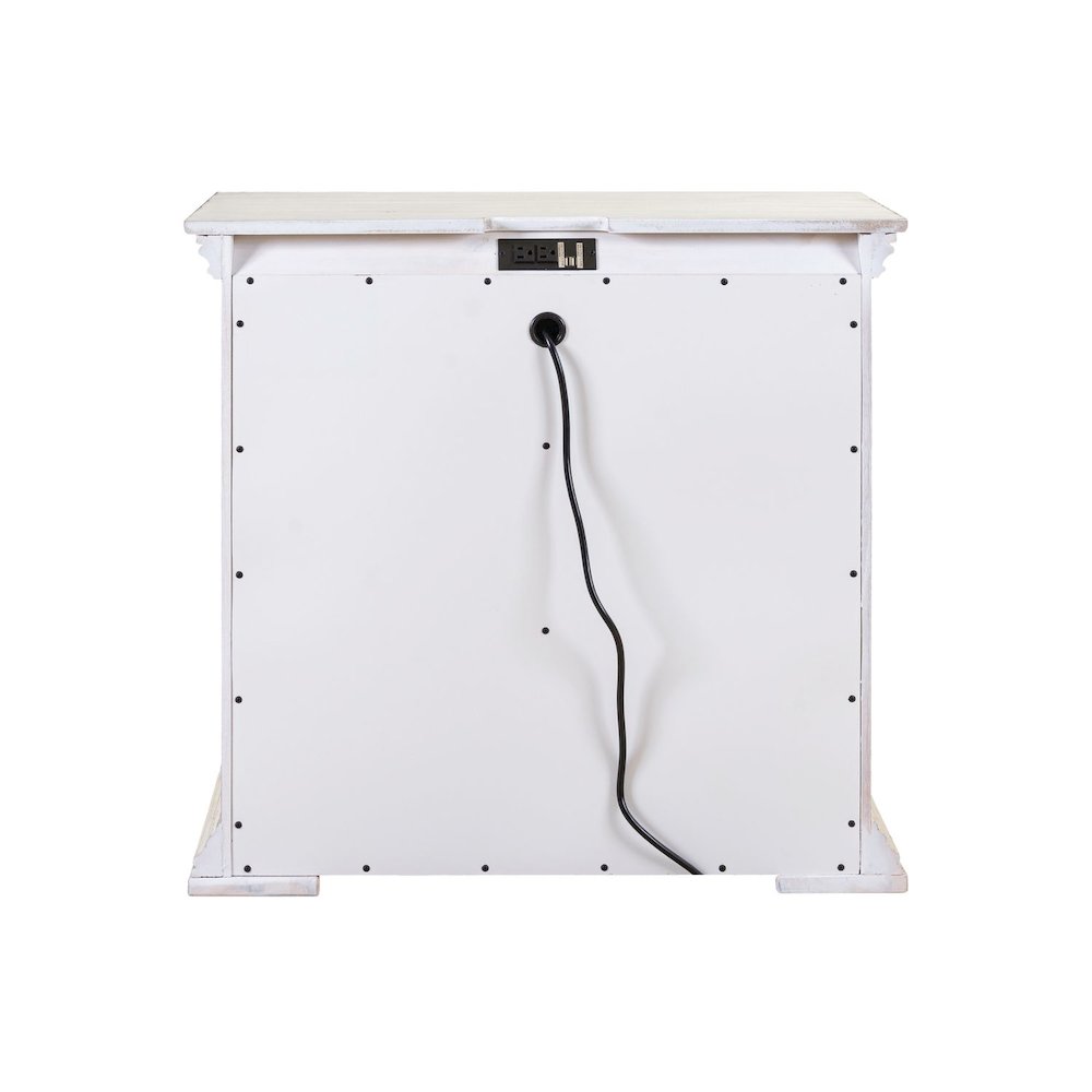 Big Valley Bedside Chest w/ Charging Station in Whitestone w/ Heavy Distressing