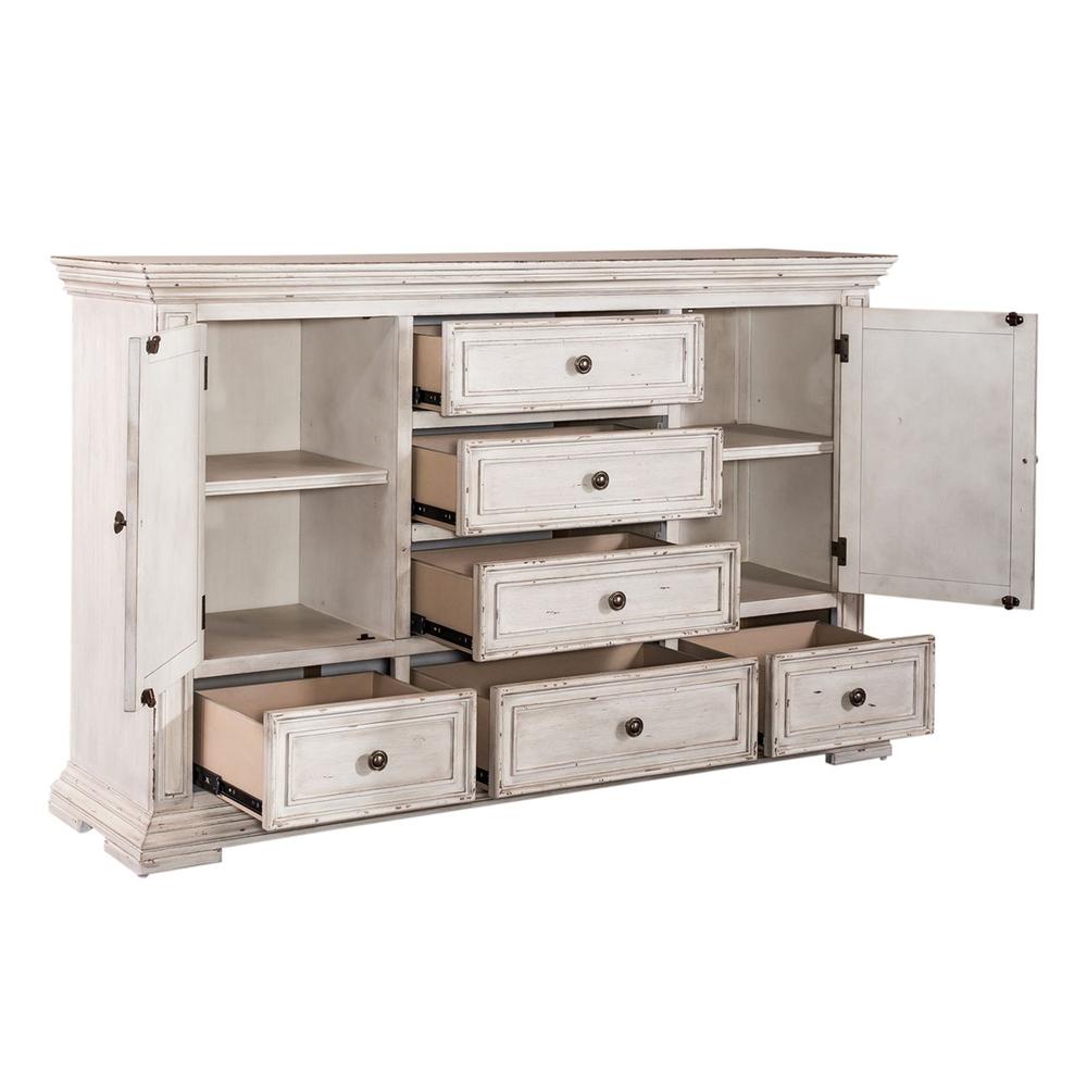 Big Valley Dresser & Mirror in Whitestone w/ Heavy Distressing