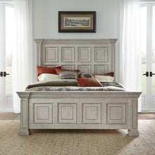 Big Valley King Panel Bed in Whitestone w/ Heavy Distressing