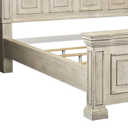 Big Valley King Panel Bed in Whitestone w/ Heavy Distressing