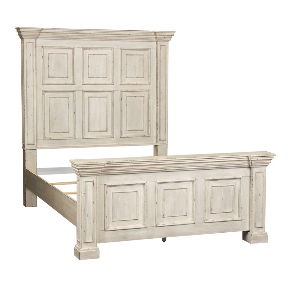 Big Valley Queen Panel Bed in Whitestone w/ Heavy Distressing