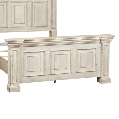 Big Valley Queen Panel Bed in Whitestone w/ Heavy Distressing