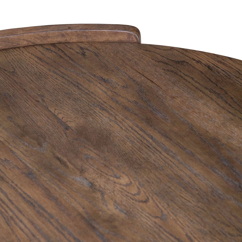 Warren Park Round Cocktail Table - Coffee Brown Oak, Basket Weave Accent