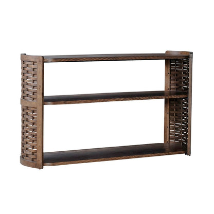 Warren Park Sofa Table - Coffee Brown Oak, Basket Weave Accent