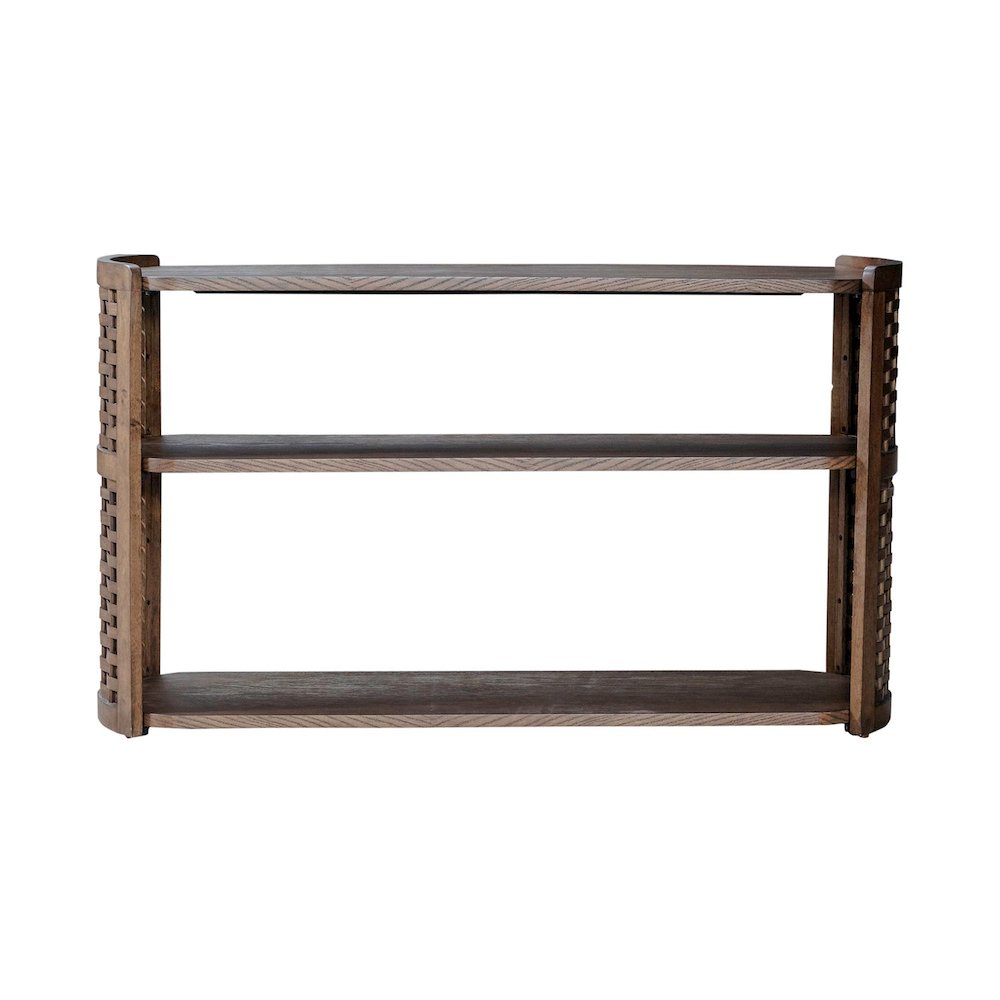 Warren Park Sofa Table - Coffee Brown Oak, Basket Weave Accent