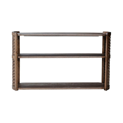 Warren Park Sofa Table - Coffee Brown Oak, Basket Weave Accent