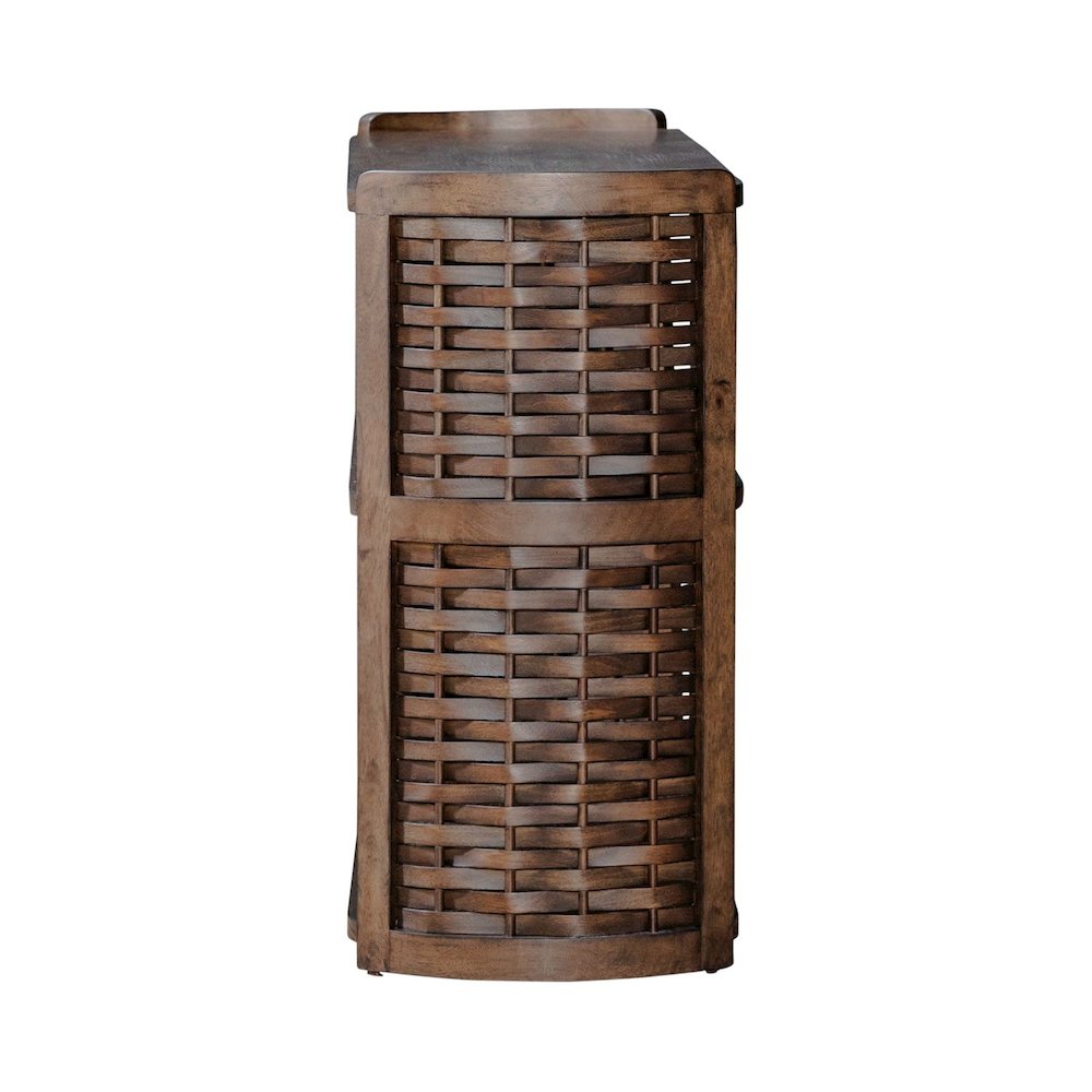 Warren Park Sofa Table - Coffee Brown Oak, Basket Weave Accent