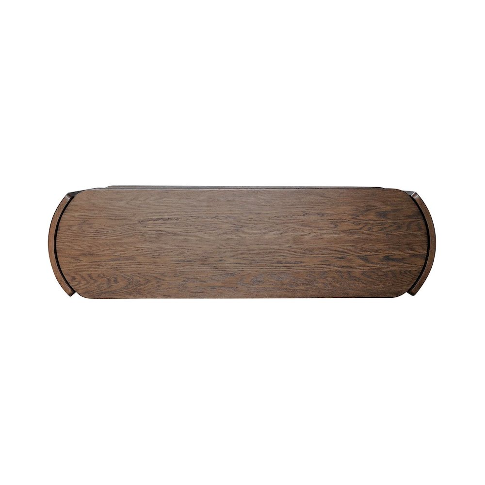 Warren Park Sofa Table - Coffee Brown Oak, Basket Weave Accent