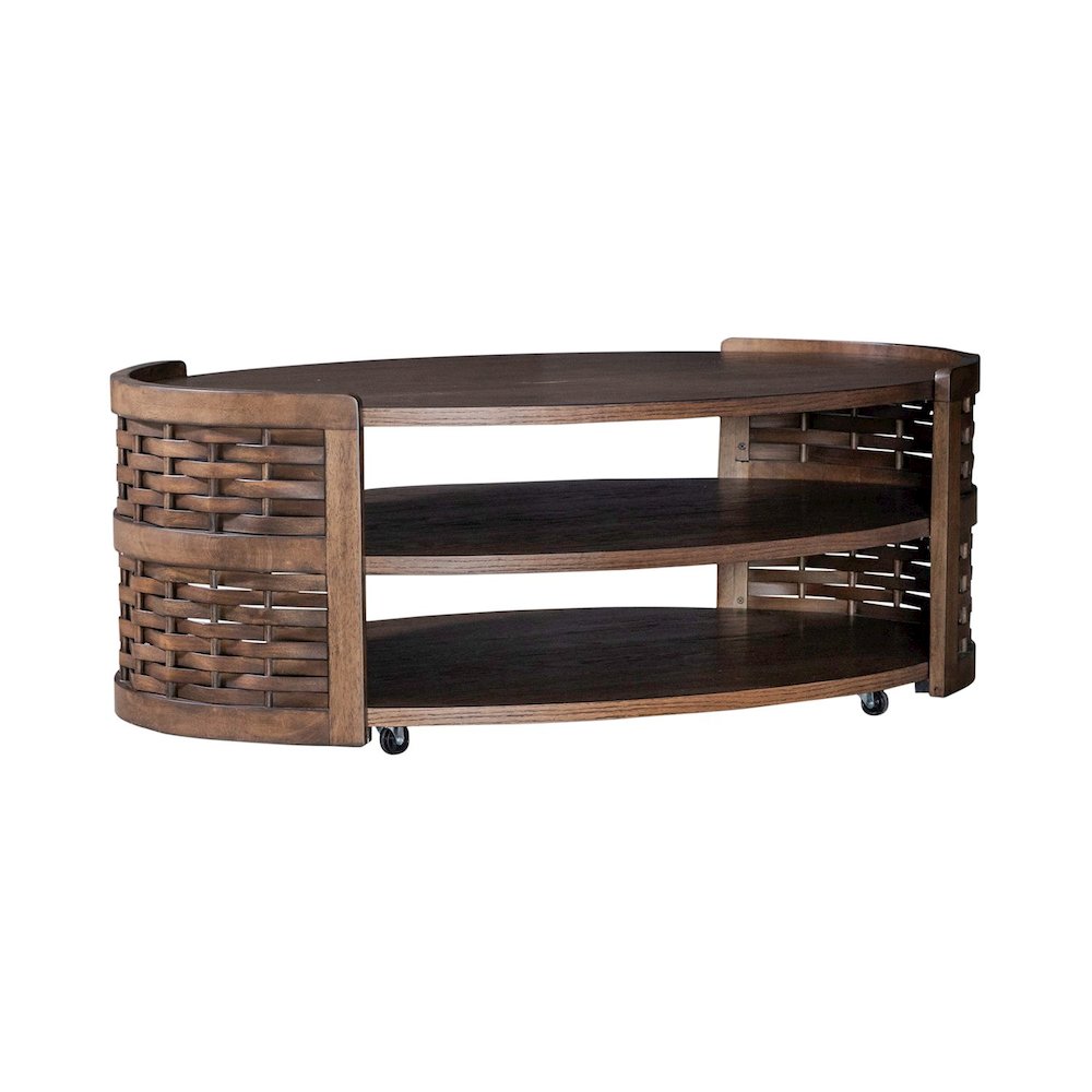 Warren Park 3 Piece Table Set - Oval Cocktail, 2 End Tables, Coffee Brown Oak