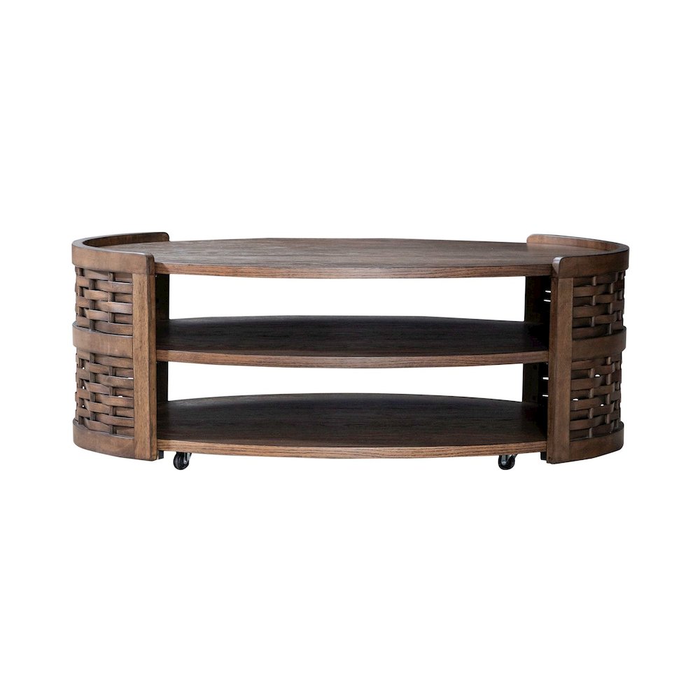 Warren Park 3 Piece Table Set - Oval Cocktail, 2 End Tables, Coffee Brown Oak