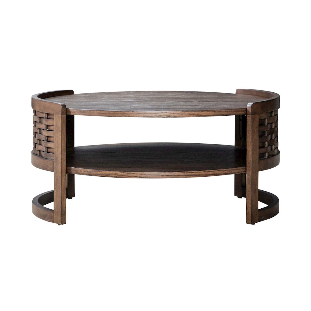 Warren Park Opt 3 Piece Set - Round Cocktail, 2 End Tables, Coffee Brown Oak