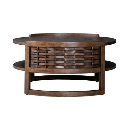 Warren Park Opt 3 Piece Set - Round Cocktail, 2 End Tables, Coffee Brown Oak