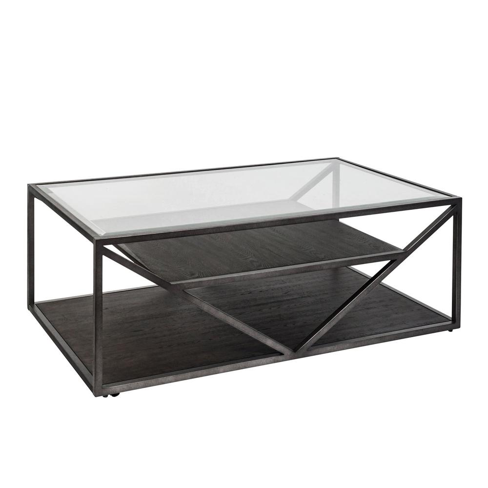 Arista Rectangular Cocktail Table in Cobblestone Brown w/ Gray Dusty Wax Hang-up
