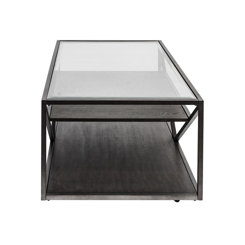 Arista Rectangular Cocktail Table in Cobblestone Brown w/ Gray Dusty Wax Hang-up