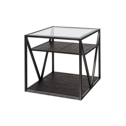 Arista End Table in Cobblestone Brown w/ Gray Dusty Wax Hang-up