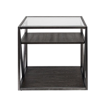 Arista End Table in Cobblestone Brown w/ Gray Dusty Wax Hang-up