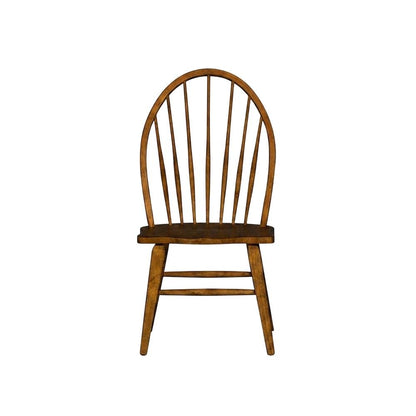 Solid Wood Windsor Back Spindle Dining Chair for Farmhouse Kitchen, Brown