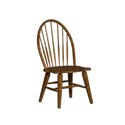Solid Wood Windsor Back Spindle Dining Chair for Farmhouse Kitchen, Brown