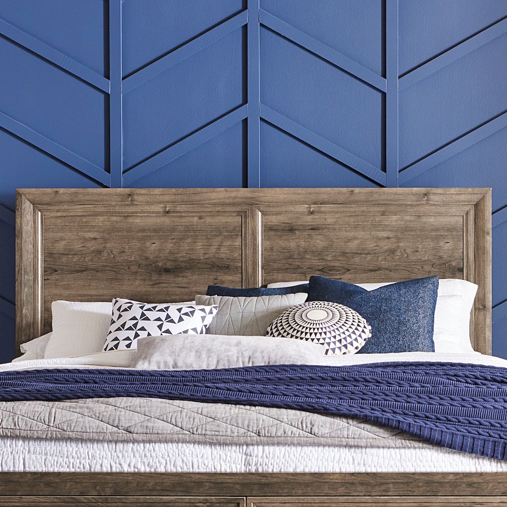 Ridgecrest King Panel Bed Headboard Urban Bedroom - Cobblestone Brown