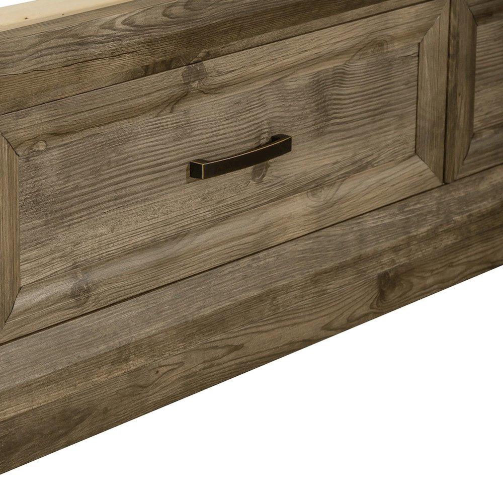 Ridgecrest Queen Storage Bed Frame with Footboard Drawers - Cobblestone Brown