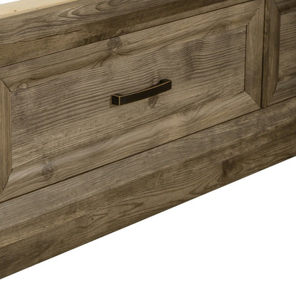 Ridgecrest Queen Storage Bed Frame with Footboard Drawers - Cobblestone Brown