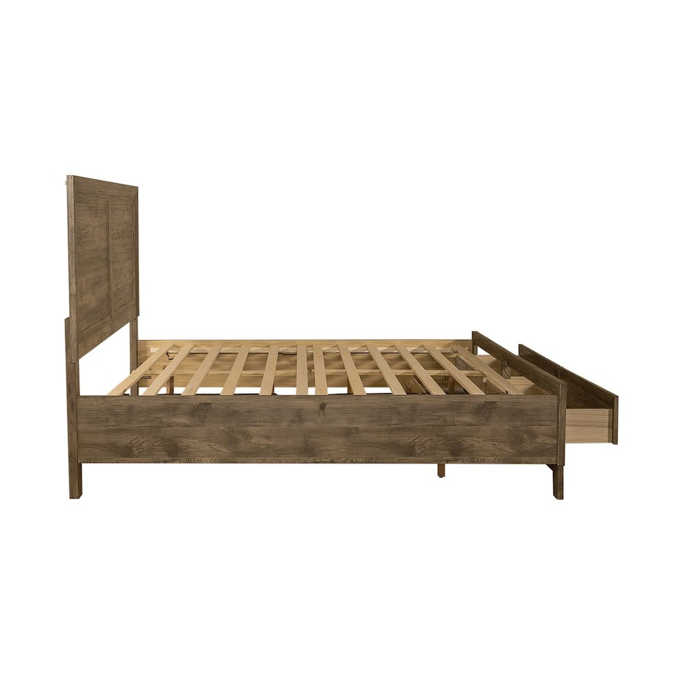 Ridgecrest Queen Storage Bed Frame with Footboard Drawers - Cobblestone Brown