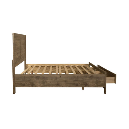 Ridgecrest Queen Storage Bed Frame with Footboard Drawers - Cobblestone Brown