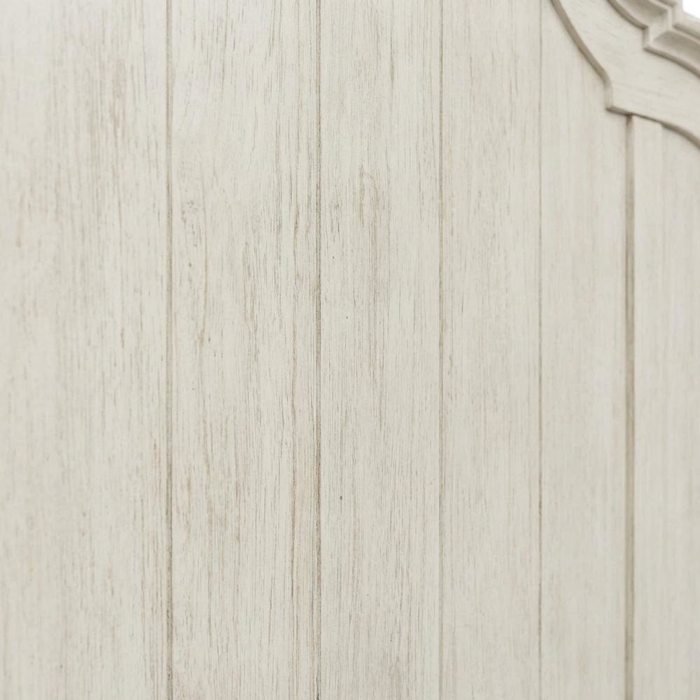 Antique White Headboard with Chestnut Top Solid Wood Farmhouse Design