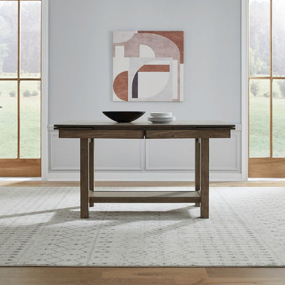 6 Piece Trestle Leaf Table Dining Room Set with 4 Side Chairs, Bench - Sandstone