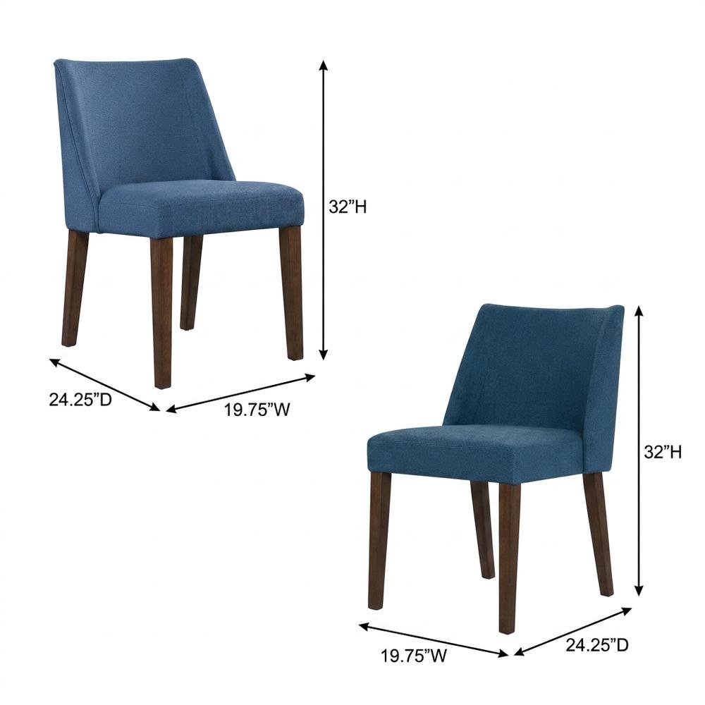 Walnut Veneer Dining Side Chairs with Polyester Upholstery, Brown, Set of 2