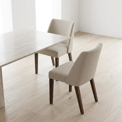 Polyester-Upholstered Accent Chairs with Walnut Veneer Frame, Brown, Set of 2