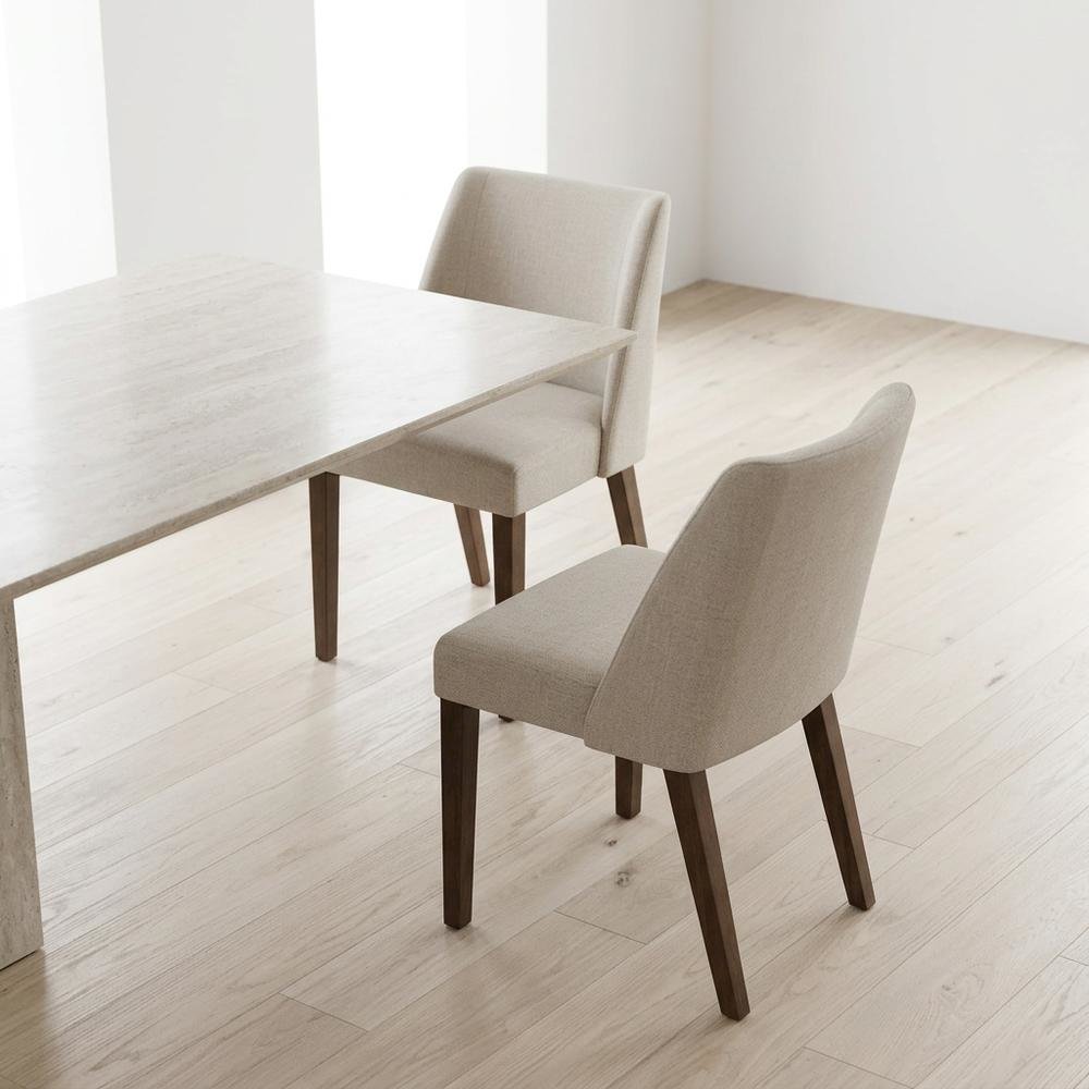 Polyester-Upholstered Accent Chairs with Walnut Veneer Frame, Brown, Set of 2