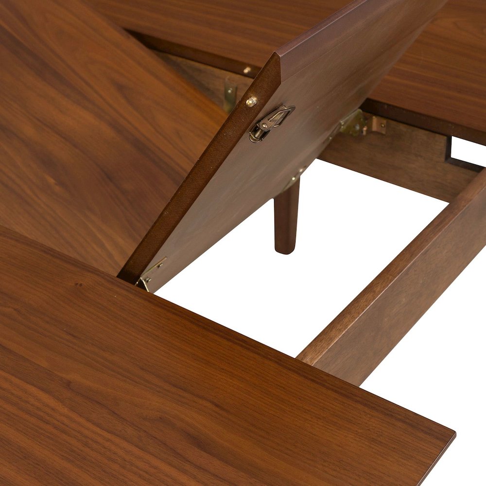 Space Savers 7 Piece Leg Table with 6 Side Chairs- Dining Room Set -Satin Walnut
