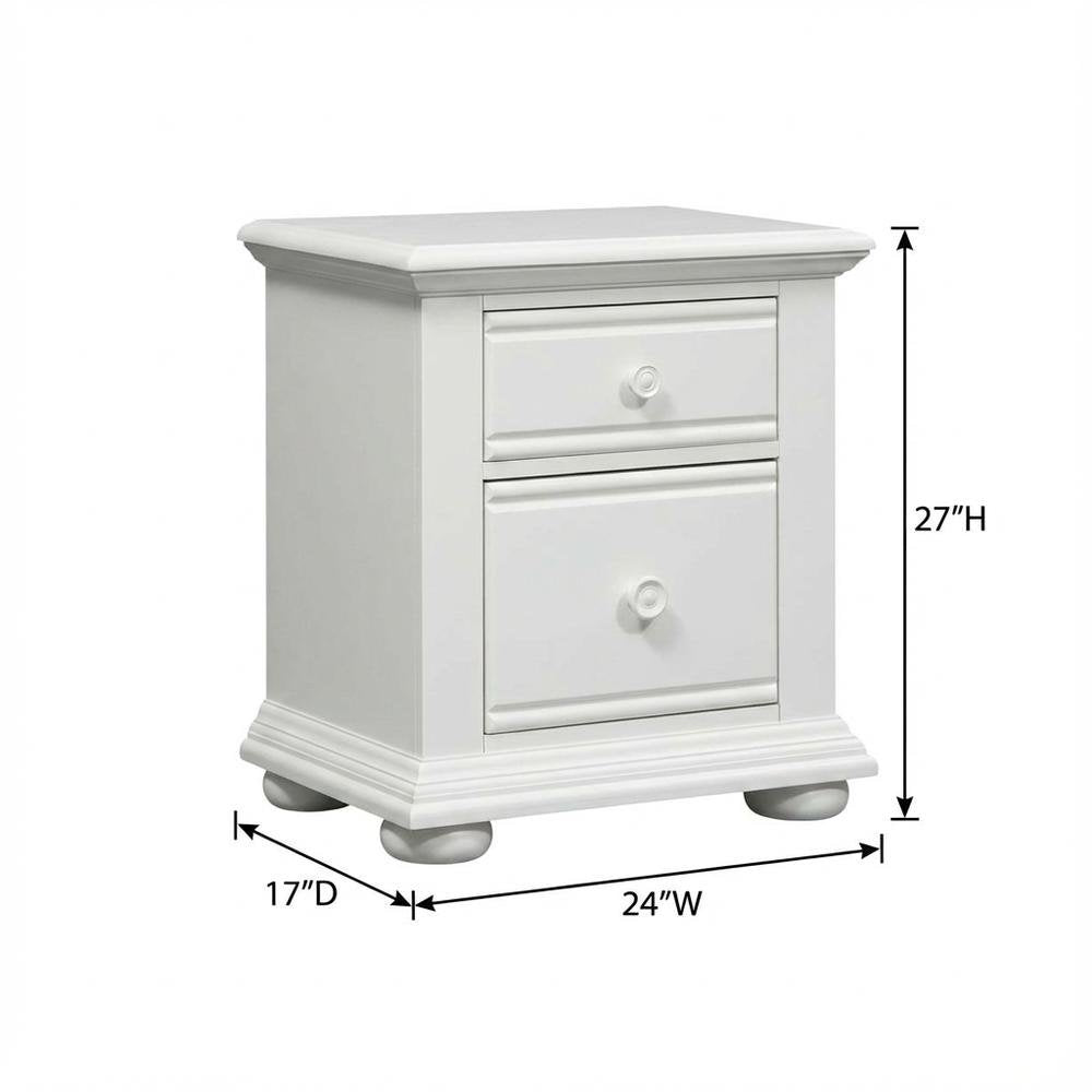 Oyster White Nightstand with 2 Drawers and Cottage Style