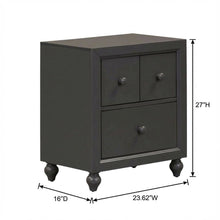 Dark Gray Nightstand with Melamine & Rubberwood Frame for Cozy Bedroom