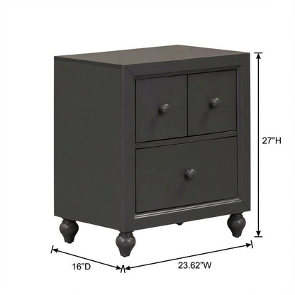 Dark Gray Nightstand with Melamine & Rubberwood Frame for Cozy Bedroom