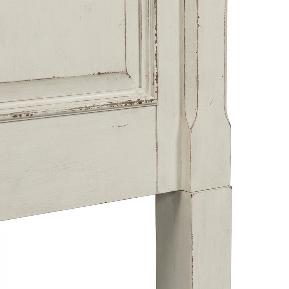 King Panel Headboard Antique White Weathered Brown Solid Wood Traditional Design