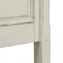 King Panel Headboard Antique White Weathered Brown Solid Wood Traditional Design