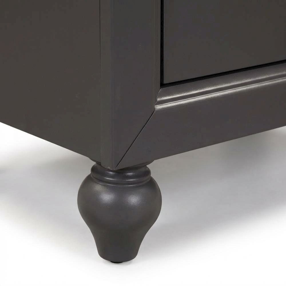 Dark Gray Nightstand with Melamine & Rubberwood Frame for Cozy Bedroom
